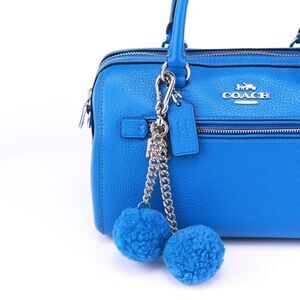 NWT Coach Sherling POM POM Key Chain Bag Charm PEACOCK